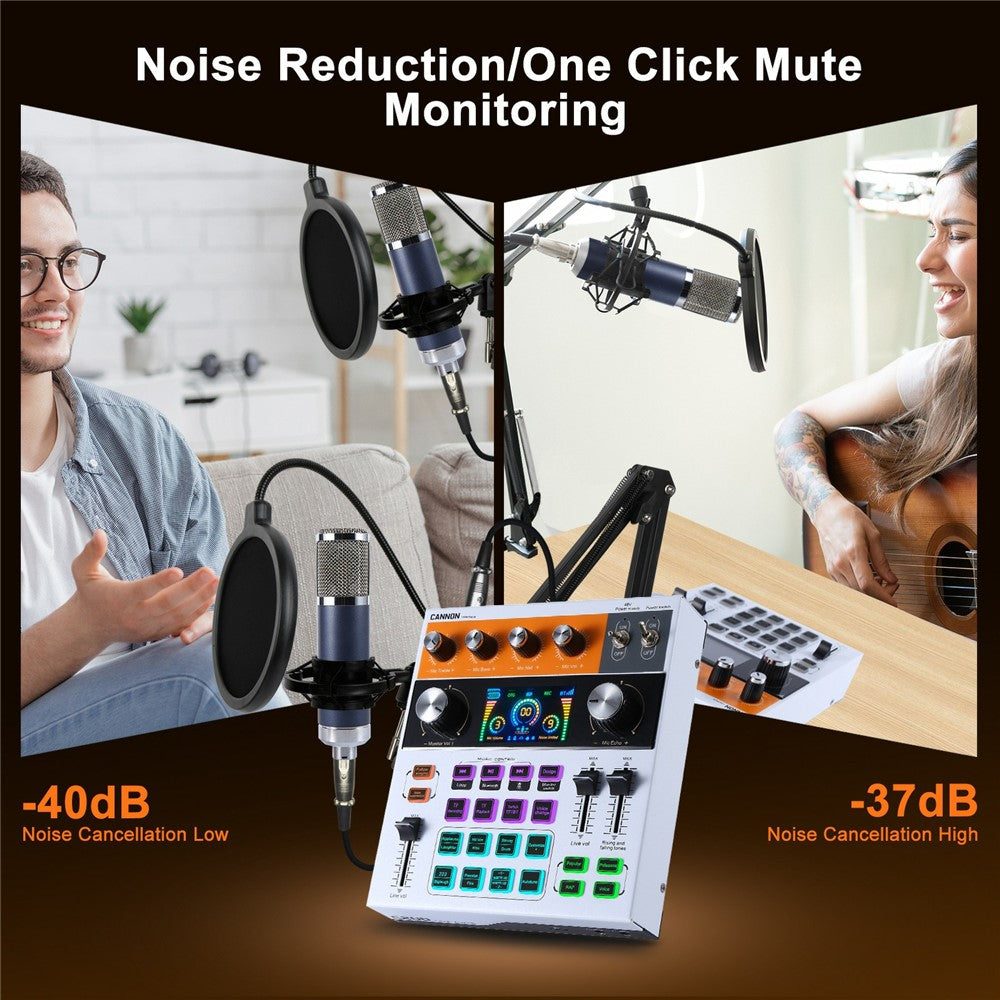 C200 Audio Mixer Sound Card Bluetooth-Compatible Adjustable Mixing Console for Live Streaming / Singing