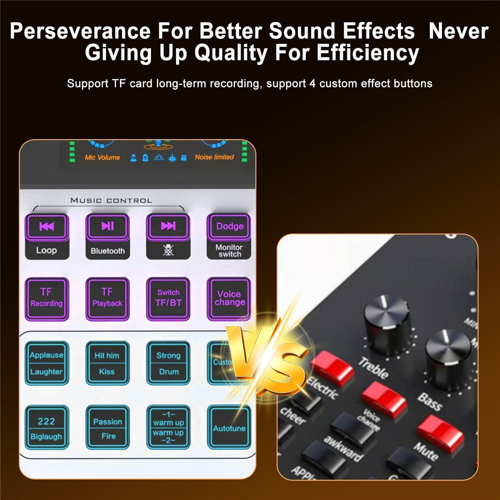 C200 Audio Mixer Sound Card Bluetooth-Compatible Adjustable Mixing Console for Live Streaming / Singing