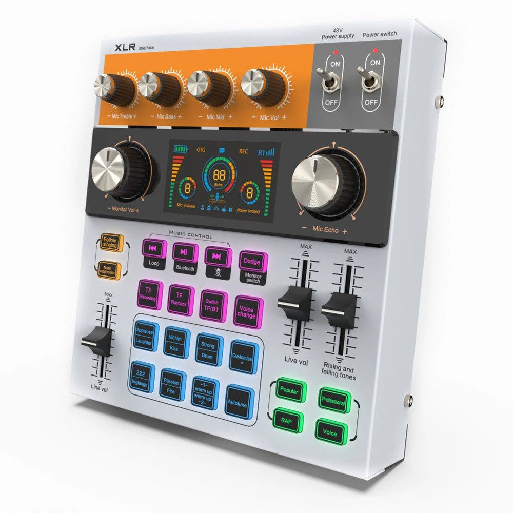 C200 Audio Mixer Sound Card Bluetooth-Compatible Adjustable Mixing Console for Live Streaming / Singing