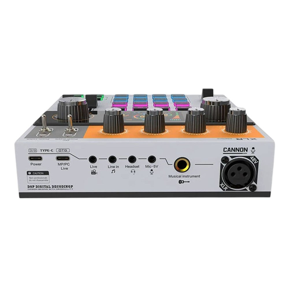 C200 Audio Mixer Sound Card Bluetooth-Compatible Adjustable Mixing Console for Live Streaming / Singing