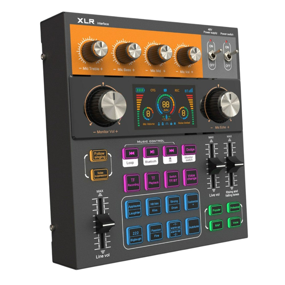 C200 Audio Mixer Sound Card Bluetooth-Compatible Adjustable Mixing Console for Live Streaming / Singing