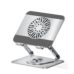 Laptopstander i kulstofstål med RGB-lysventilator, 360-graders rotation, gaming/kontor kølebeslag