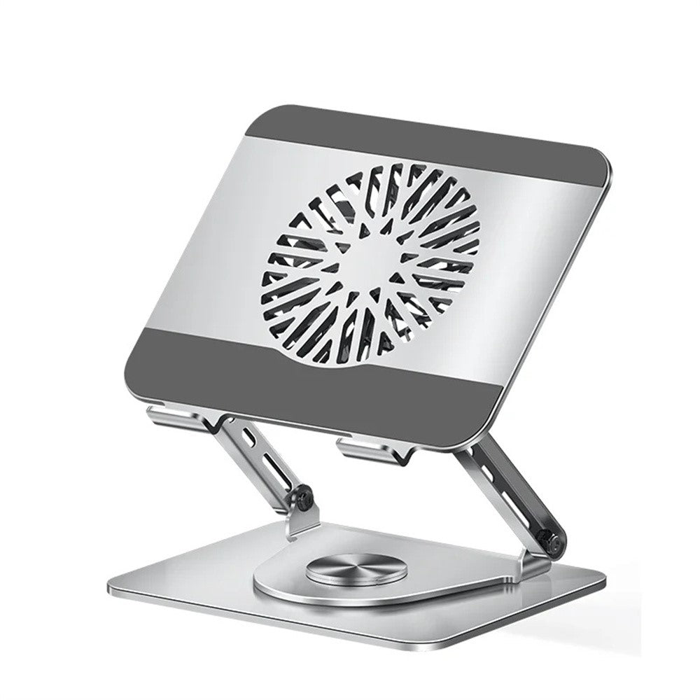 Laptopstander i kulstofstål med RGB-lysventilator, 360-graders rotation, gaming/kontor kølebeslag