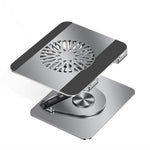 Laptopstander i kulstofstål med RGB-lysventilator, 360-graders rotation, gaming/kontor kølebeslag