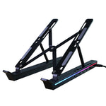 6 højdejusterbar laptopstander med RGB-baggrundsbelyst USB-hub i aluminiumlegering, sammenklappelig notebookholder