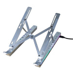 6 højdejusterbar laptopstander med RGB-baggrundsbelyst USB-hub i aluminiumlegering, sammenklappelig notebookholder