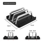L501 2-Slot Vertical Laptop Stand ABS + Aluminum Alloy Adjustable Desktop Notebook Storage Holder Support