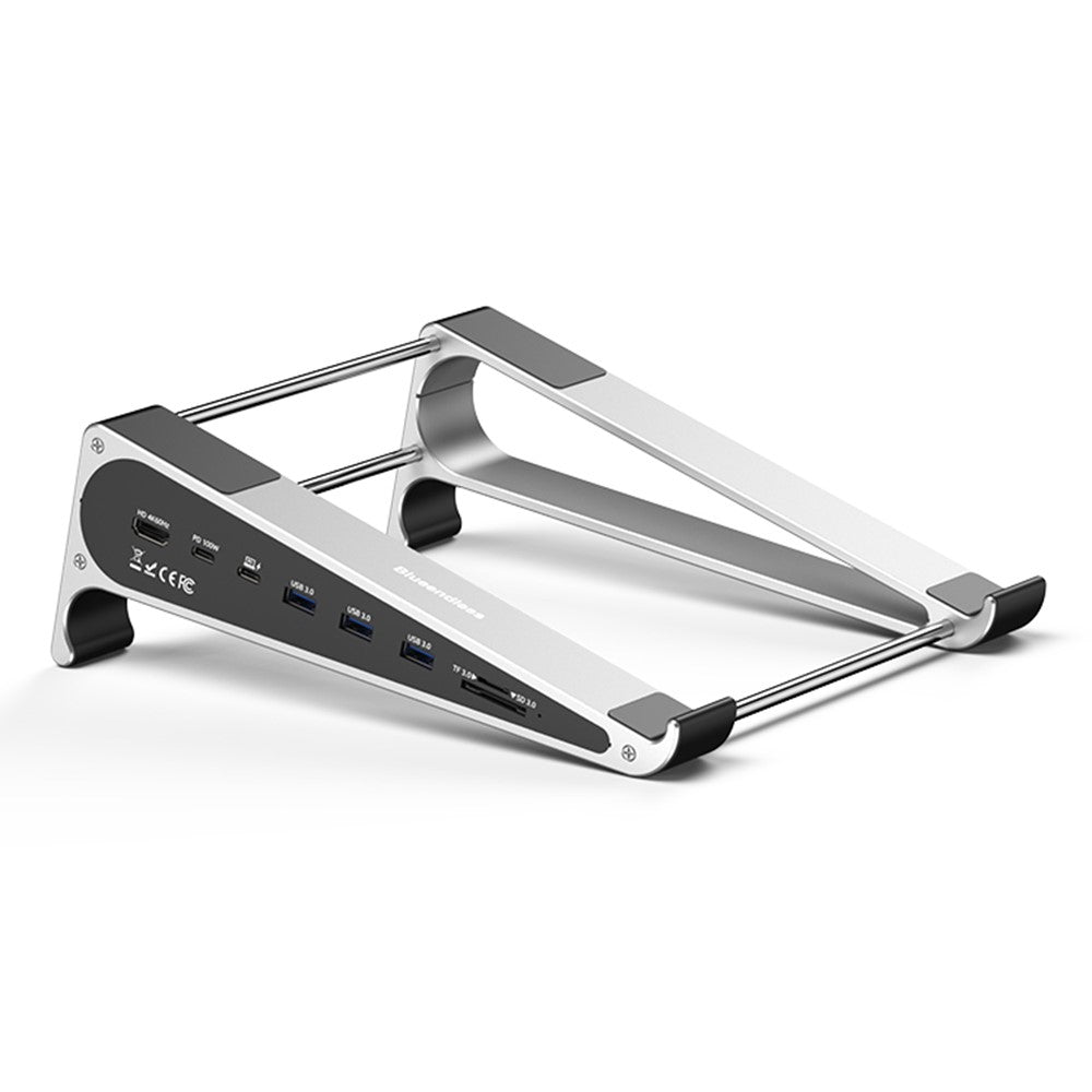 BLUEENDLESS ST708 7 in 1 Laptop Stand Riser Type-C Hub with 4K 60Hz HD + PD 100W + 3 USB 3.0 + TF Card Reader