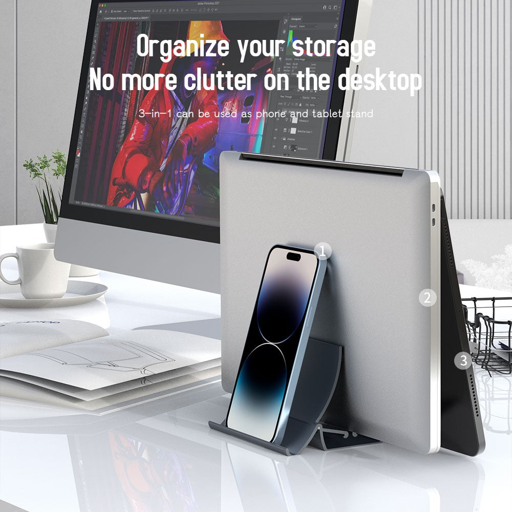 R-JUST BJ16 Notebook Vertical Storage Base Aluminum Alloy Desktop Laptop Holder Stand