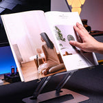 BONERUY R06 Metal Book Stand Folding Desktop Book Holder Portable Multi-Angle Adjustable Reading Stand