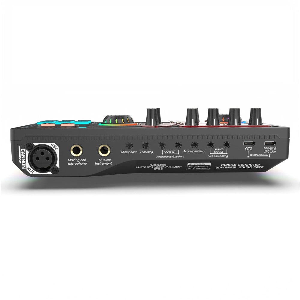 X5 Multifunktionel Trådløs Bluetooth-kompatibel Mikrofon Lydkort 48V HiFi Optageenhed Professionel Lydkort Audiomixer