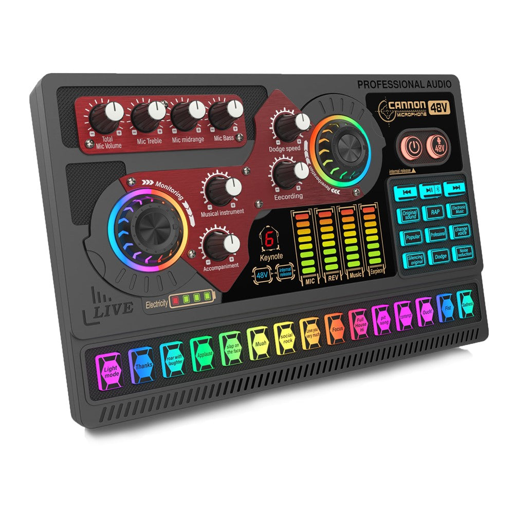 X5 Multifunktionel Trådløs Bluetooth-kompatibel Mikrofon Lydkort 48V HiFi Optageenhed Professionel Lydkort Audiomixer