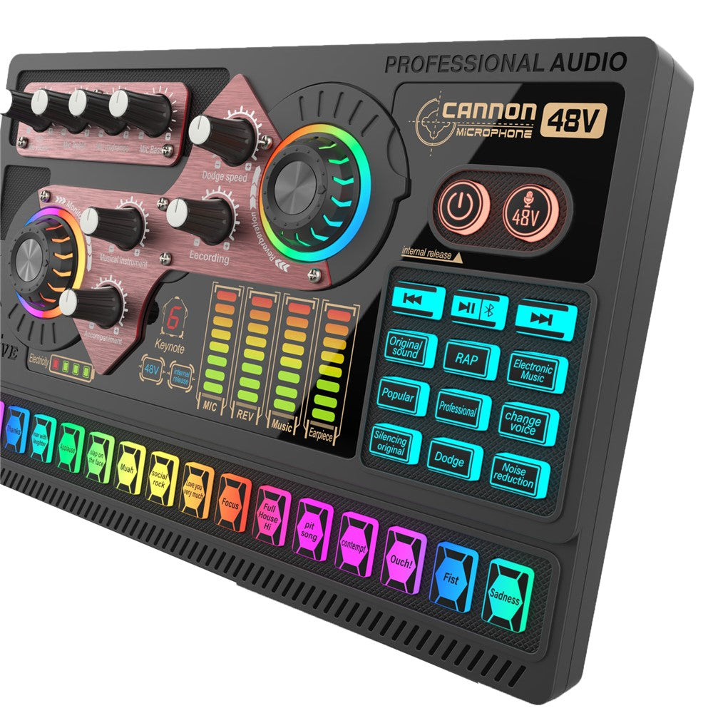 X5 Multifunktionel Trådløs Bluetooth-kompatibel Mikrofon Lydkort 48V HiFi Optageenhed Professionel Lydkort Audiomixer