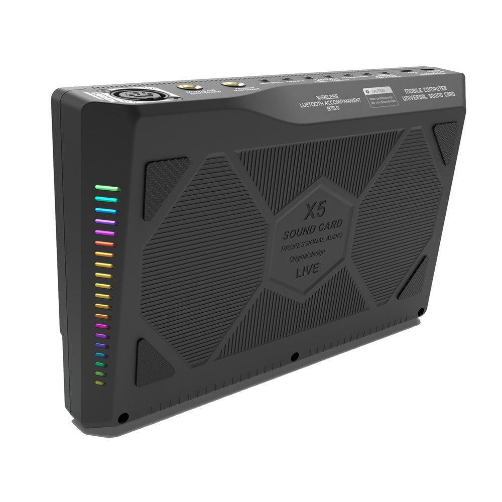 X5 Multifunktionel Trådløs Bluetooth-kompatibel Mikrofon Lydkort 48V HiFi Optageenhed Professionel Lydkort Audiomixer