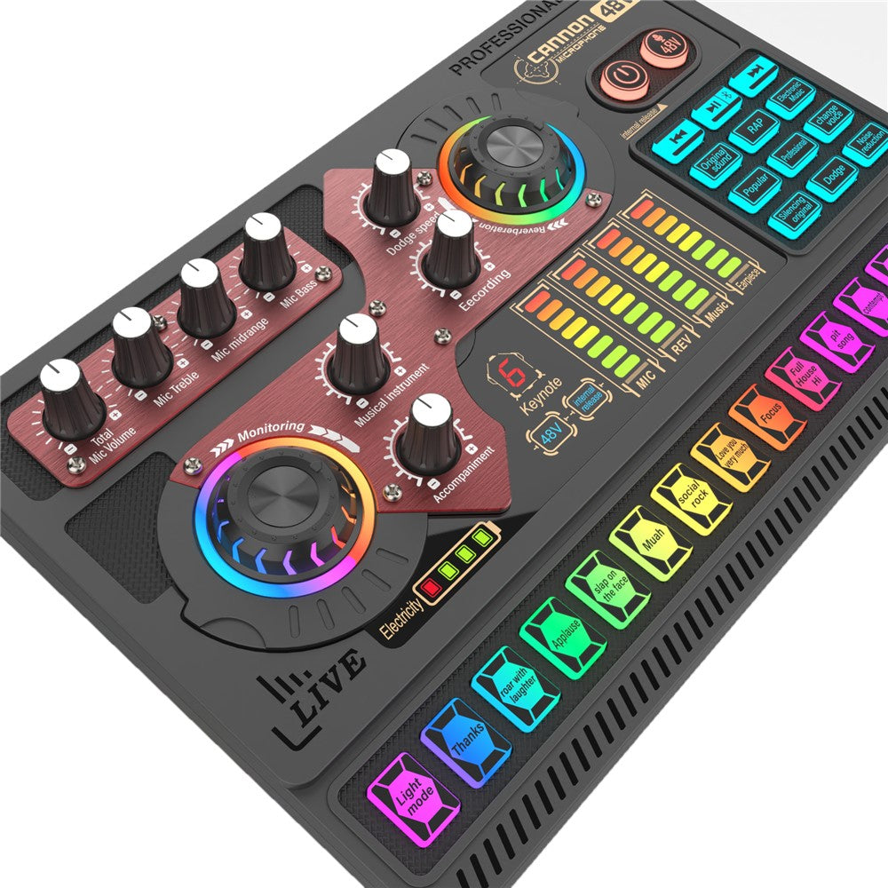 X5 Multifunktionel Trådløs Bluetooth-kompatibel Mikrofon Lydkort 48V HiFi Optageenhed Professionel Lydkort Audiomixer