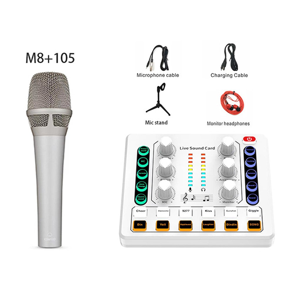 105+M8 BM800 Condenser Microphone Kit Sound Card for Music Recording Karaoke Singing Live Streaming