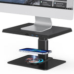 Z10Q Aluminum Alloy Computer Monitor Stand Riser USB Hub Docking Station Wireless Charger