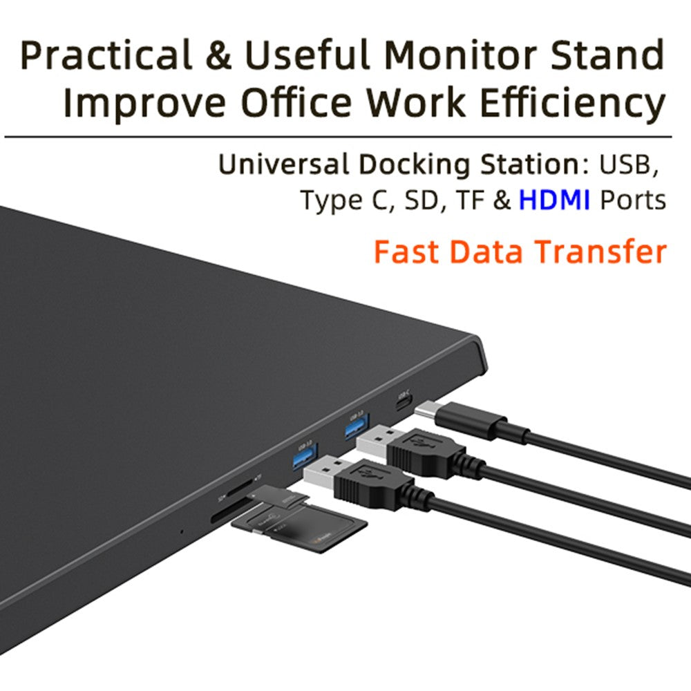 Z10Q Aluminum Alloy Computer Monitor Stand Riser USB Hub Docking Station Wireless Charger
