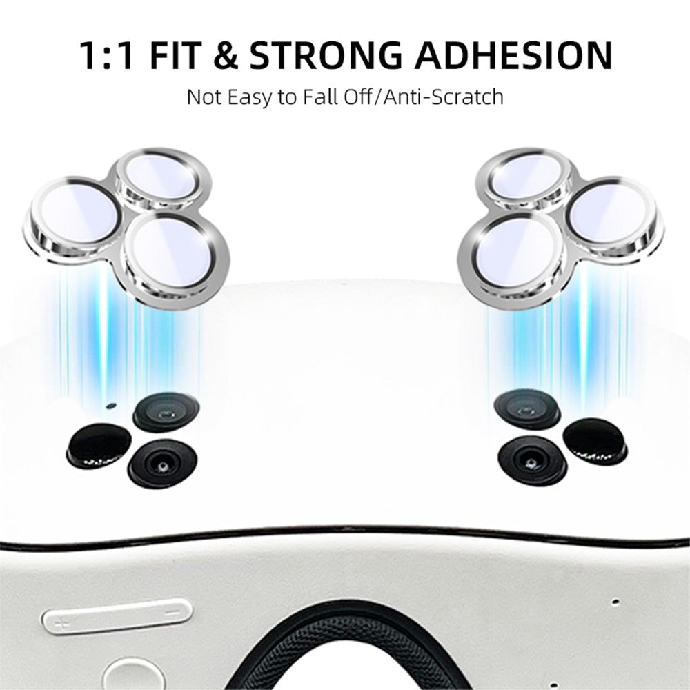 2Pcs For Meta Quest 3S Front Lens Alloy + Tempered Glass Anti-Explosion Protective Film
