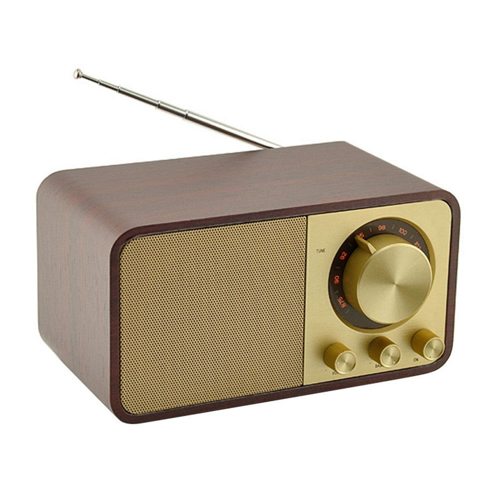 JY-66 Retro Trä Trådlös Bluetooth-kompatibel 5.0 Högtalare Super Bass Subwoofer FM-radio Stödjer TF-kort U Disk Aux In (CE-certifierad)