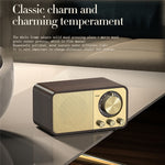 JY-66 Retro Trä Trådlös Bluetooth-kompatibel 5.0 Högtalare Super Bass Subwoofer FM-radio Stödjer TF-kort U Disk Aux In (CE-certifierad)