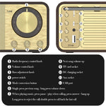 JY-66 Retro Trä Trådlös Bluetooth-kompatibel 5.0 Högtalare Super Bass Subwoofer FM-radio Stödjer TF-kort U Disk Aux In (CE-certifierad)