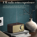 JY-66 Retro Trä Trådlös Bluetooth-kompatibel 5.0 Högtalare Super Bass Subwoofer FM-radio Stödjer TF-kort U Disk Aux In (CE-certifierad)