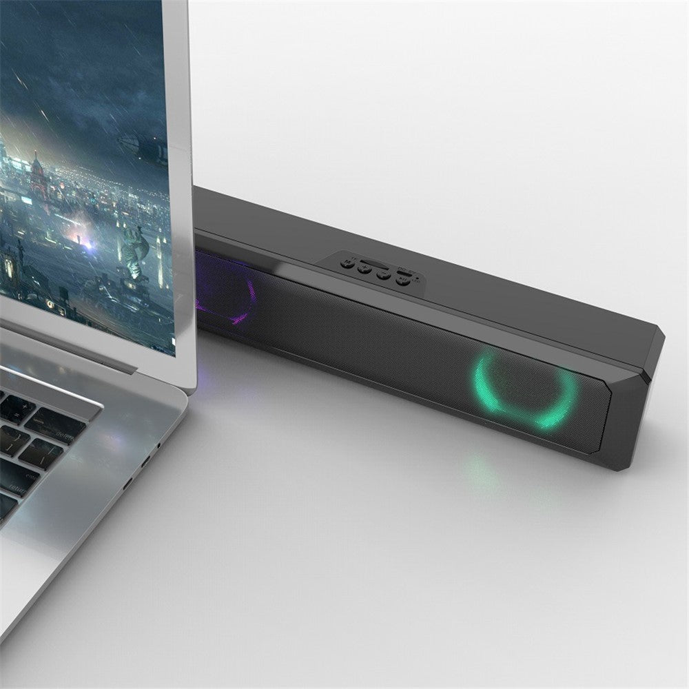 RGB Light Desktop Bluetooth-Compatible Speaker Soundbar HiFi Stereo TV Computer Loudspeaker