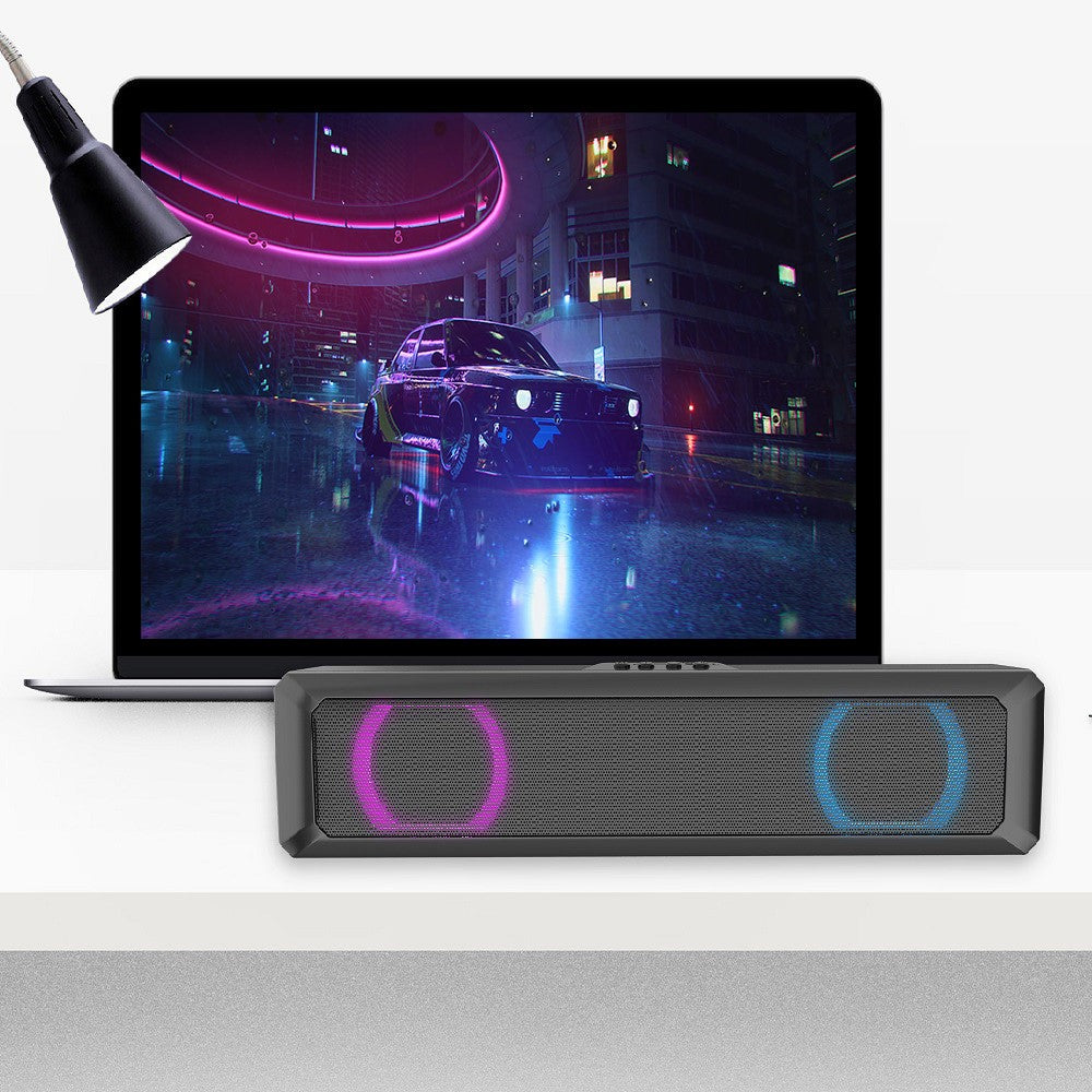 RGB Light Desktop Bluetooth-Compatible Speaker Soundbar HiFi Stereo TV Computer Loudspeaker