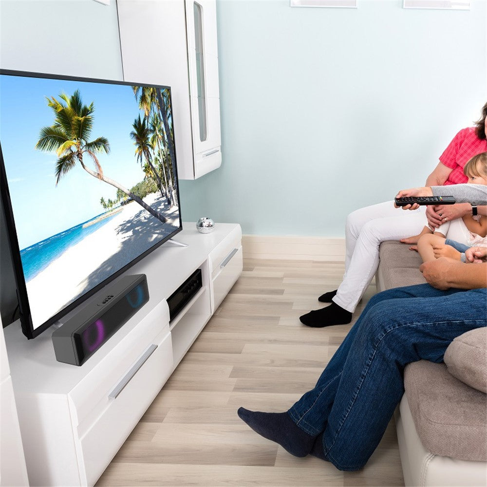 RGB Light Desktop Bluetooth-Compatible Speaker Soundbar HiFi Stereo TV Computer Loudspeaker