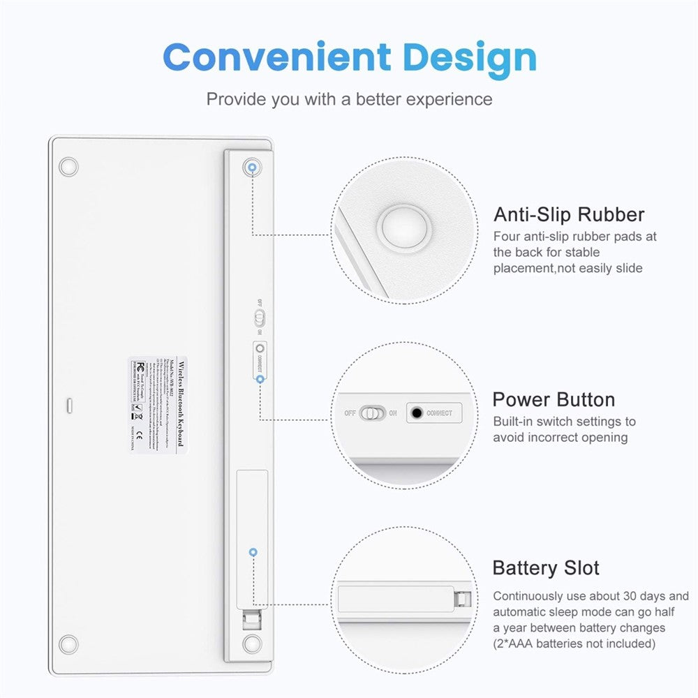 Ultra-Slim Wireless Bluetooth-compatible Keyboard (Arabic Language) for Android Windows iOS