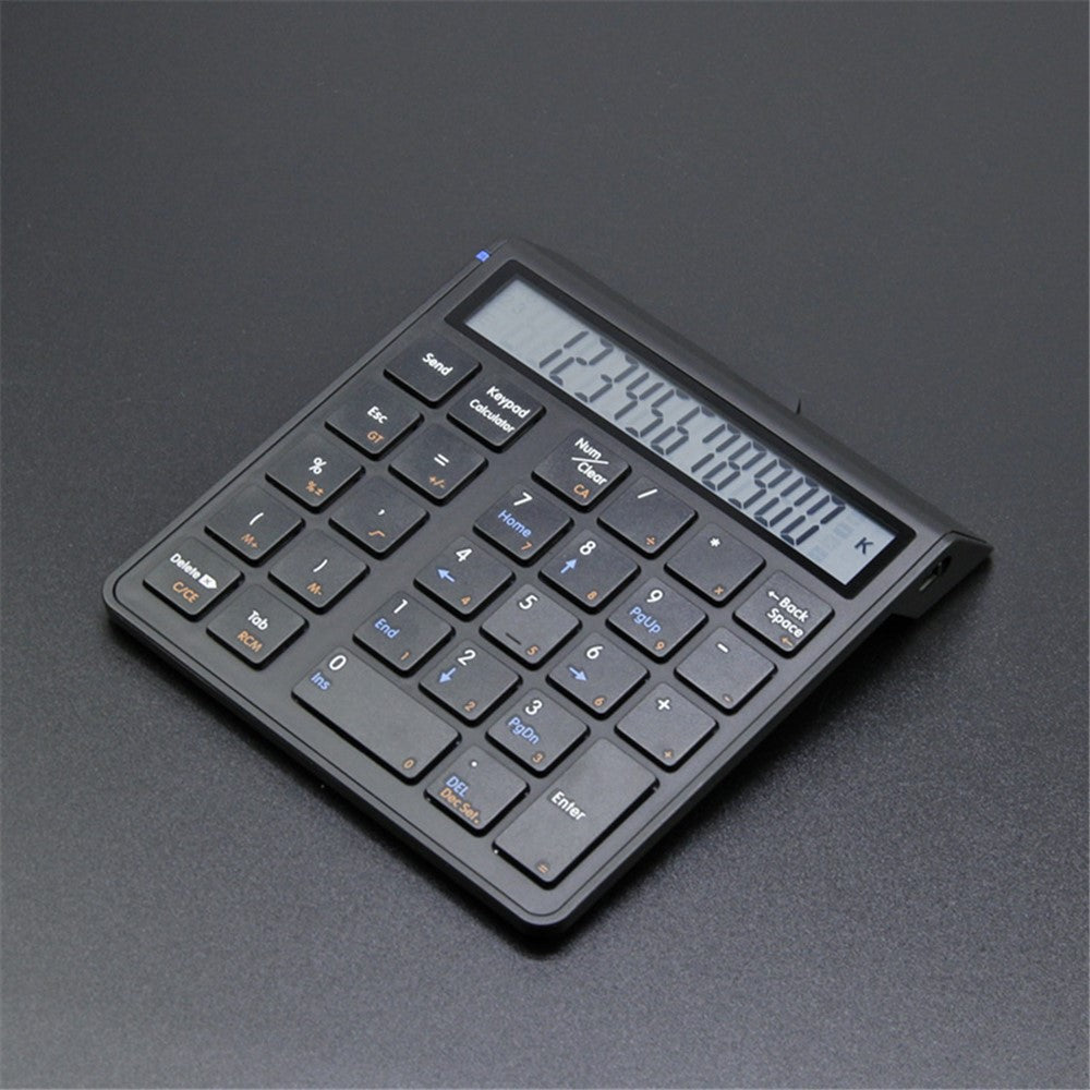 SUNREED KC9001S Wireless Numeric Keypad 12-Digit LCD Display 28-Keys Financial Accounting Rechargeable Number Keyboard for Laptop Desktop PC