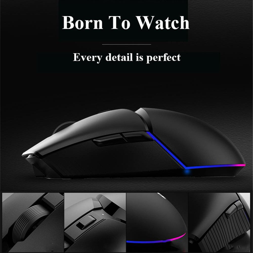 AJAZZ i309Pro Dual Mode 2.4G Wireless Rechargeable Gaming Mouse 8 Keys RGB Light 16000DPI Computer Laptop Mice