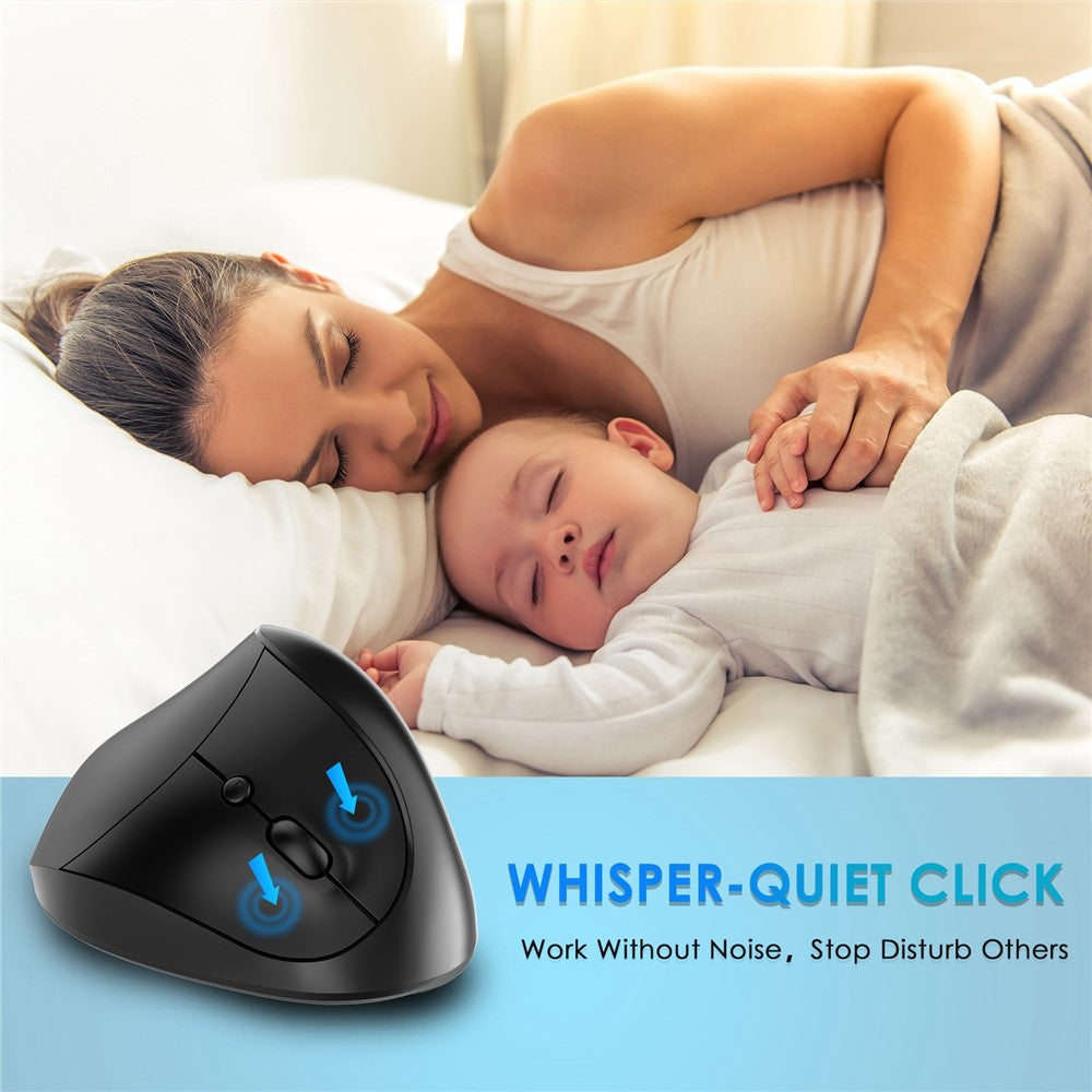 E11 2.4G Wireless Mouse Portable Vertical Ergonomic Mouse with 6 Keys/3 Adjustable DPI (Dry Battery Version)