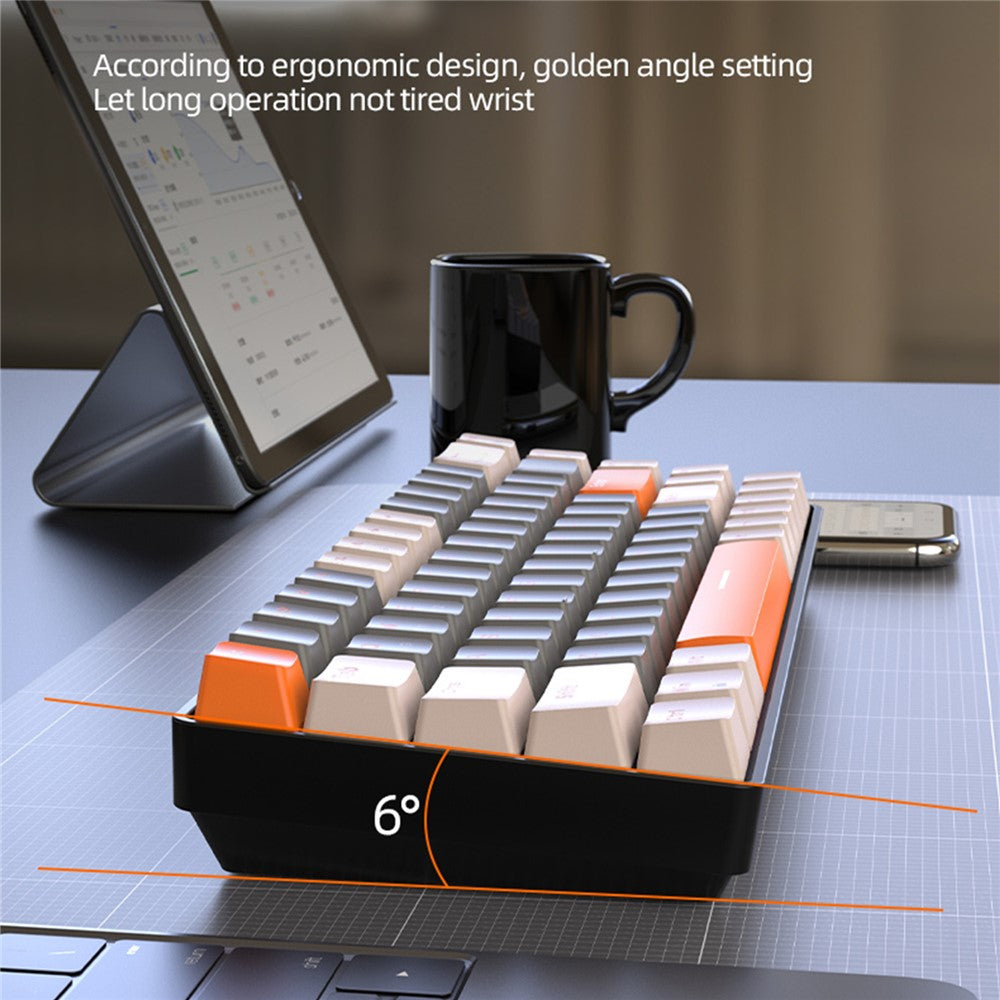 ZIYOULANG K68 Trådløst Mekanisk Tastatur 2.4G / Bluetooth-kompatibel Dual Mode 68-tasters Tastatur