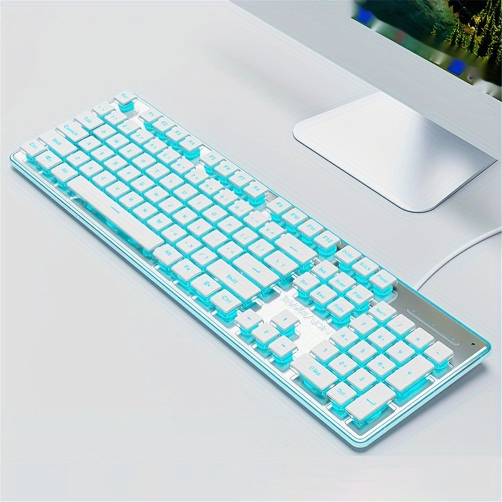 EWEADN GX710 Stilfuldt Hjemmekontor Computer Laptop Tastatur USB Kablet Lydløst Baggrundsbelyst Tastatur