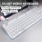 EWEADN GX710 Stilfuldt Hjemmekontor Computer Laptop Tastatur USB Kablet Lydløst Baggrundsbelyst Tastatur
