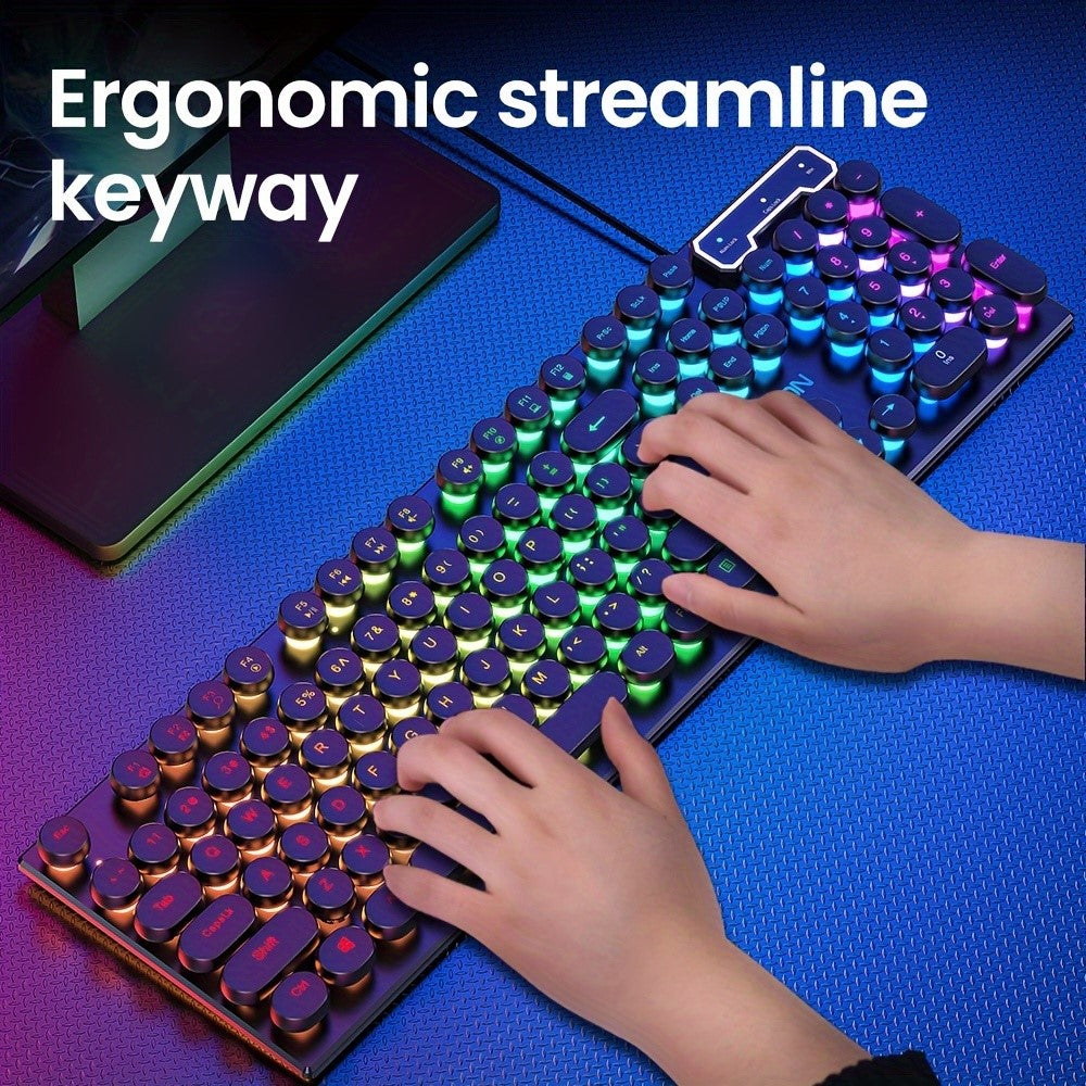 EWEADN GX30 Retro Punk Computer Laptop Keyboard USB Wired Backlit Gaming Keyboard
