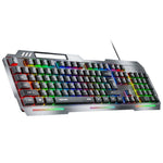 INPHIC K2 104-Key Wired Gaming Keyboard Metal Panel Mechanical Keyboard with 7 Color Backlit