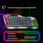 INPHIC K2 104-Key Wired Gaming Keyboard Metal Panel Mechanical Keyboard with 7 Color Backlit