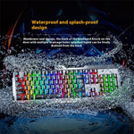 INPHIC K2 104-Key Wired Gaming Keyboard Metal Panel Mechanical Keyboard with 7 Color Backlit