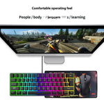 Y-FRUITFUL K401 Wired Keyboard 61-Key RGB Backlit Computer Office Gaming Keyboard