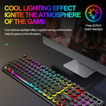 T-WOLF T80 Gaming Keyboard Retro Punk Round Keycap Wired Mechanical Keyboard with Colorful Backlight, Black