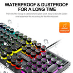 T-WOLF T80 Gaming Keyboard Retro Punk Round Keycap Wired Mechanical Keyboard with Colorful Backlight, Black