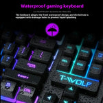 T-WOLF T20 USB Kablet Gaming Tastatur med Farverig Baggrundsbelysning Ergonomisk Mekanisk Tastatur