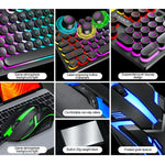 T-WOLF TF270 Retro Punk 104 Keys Mechanical Gaming Wired Keyboard and Mouse Combo Set with Colorful Backlight