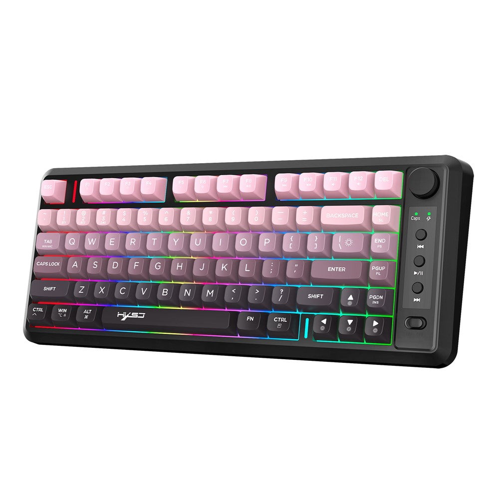 HXSJ L400 81 taster membran tastatur 2.4G + Bluetooth-kompatibelt trådløst tri-mode tastatur med RGB baggrundslys