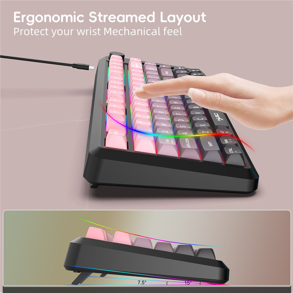 HXSJ L400 81 taster membran tastatur 2.4G + Bluetooth-kompatibelt trådløst tri-mode tastatur med RGB baggrundslys