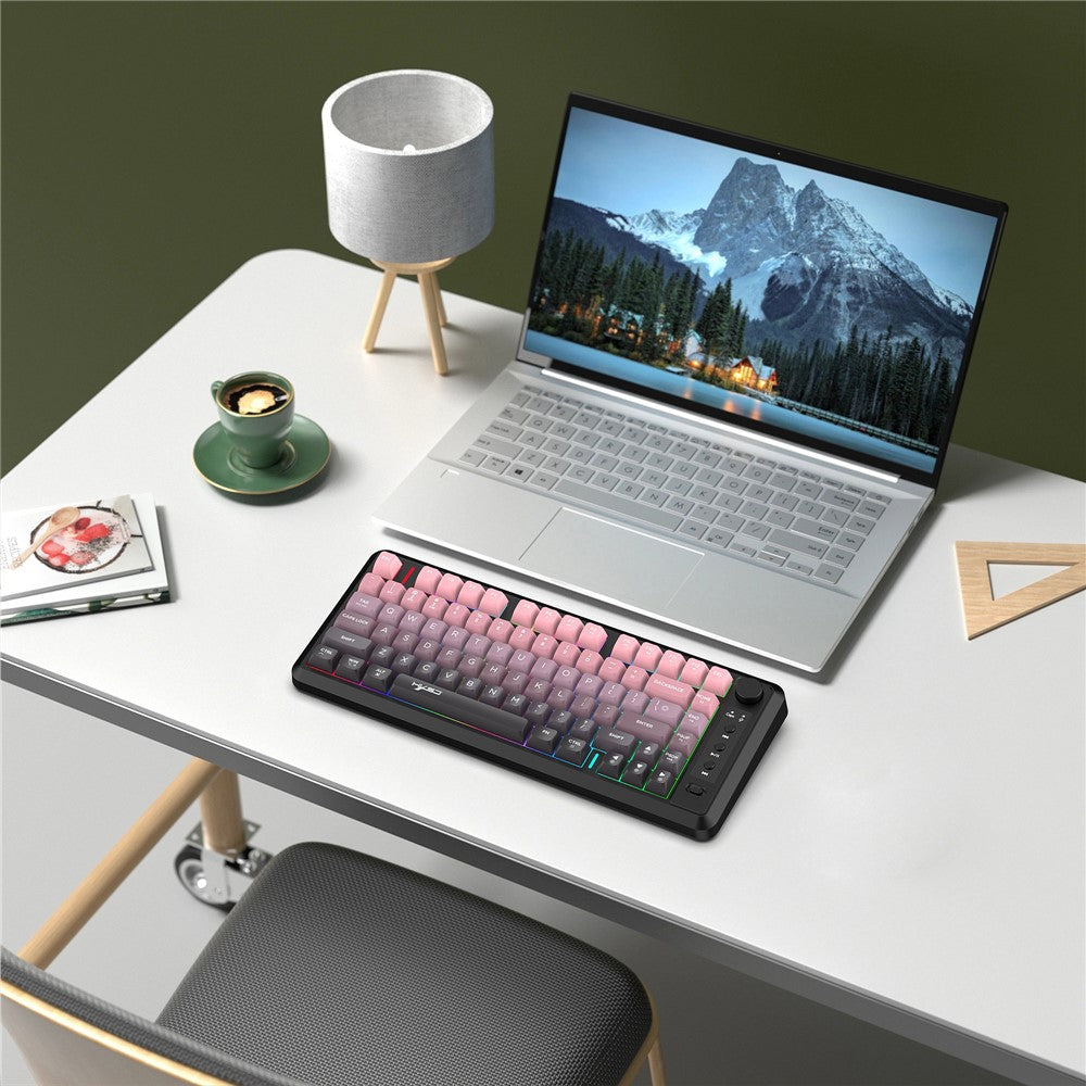 HXSJ L400 81 taster membran tastatur 2.4G + Bluetooth-kompatibelt trådløst tri-mode tastatur med RGB baggrundslys
