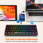 HXSJ L500 61 Keys Gaming Keyboard 2.4G / Bluetooth-compatible / Wired Triple Mode Membrane Keyboard with RGB Backlit
